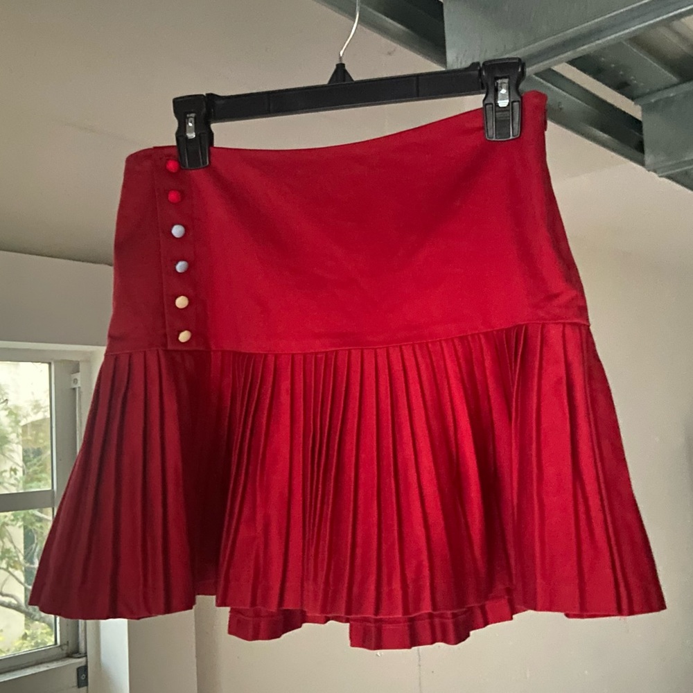 Ruth Stunning Red Pleated Mini Skirt Cotton - Anthropologie Size 6